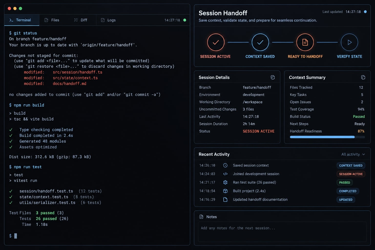 Claude Code session handoff: Continue Work Without context loss