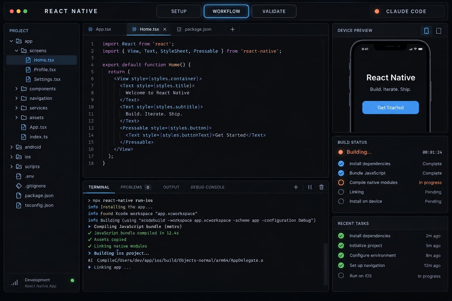 Claude Code for react native: Setup, workflow & best practices