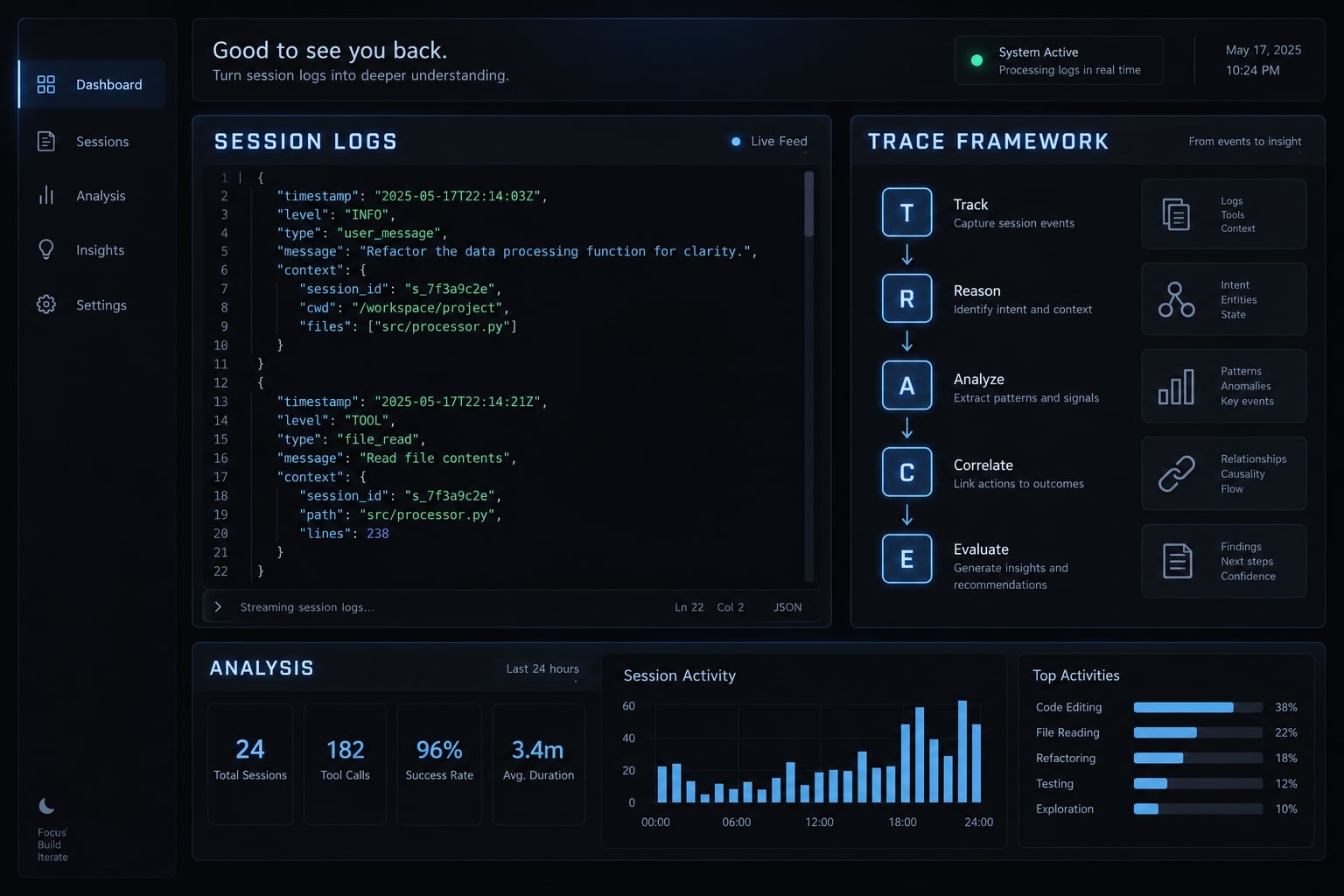 Claude Code log analysis: Diagnose failures & build reports